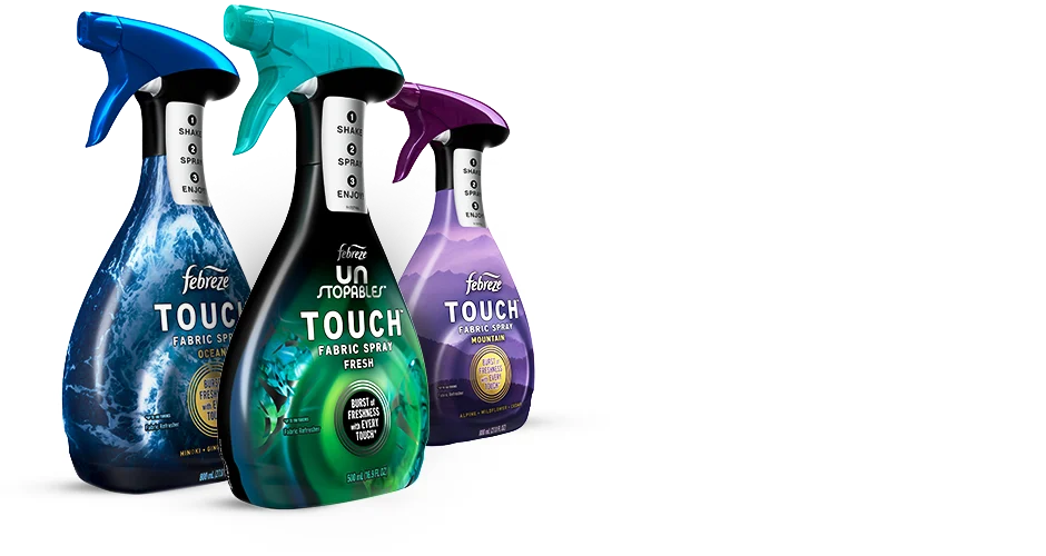 Touch Product Shots of Fresh, Mountain, and Ocean scents