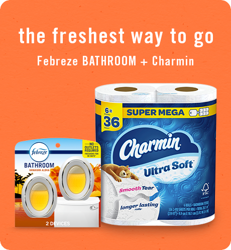 Bathroom Hawaiian Aloha The freshest way to go, Febreze Bathroom + Charmin