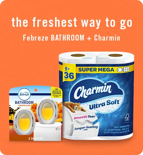 Bathroom Hawaiian Aloha The freshest way to go, Febreze Bathroom + Charmin