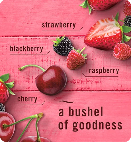 A bushel of goodness, strawberry, blackberry, raspberry, cherry.