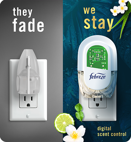 Plug rainforest side by side comparison, they fade, we stay with digital scent control.