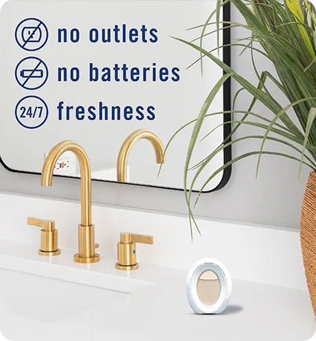 BATHROOM Serene Snowfall. No outlets, no batteries, 24/7 freshness