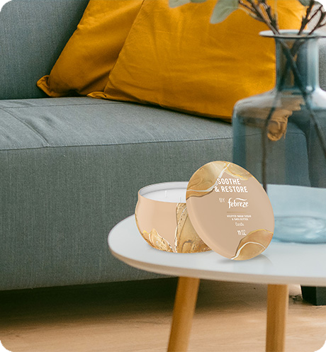 Soothe & Restore candle on a table