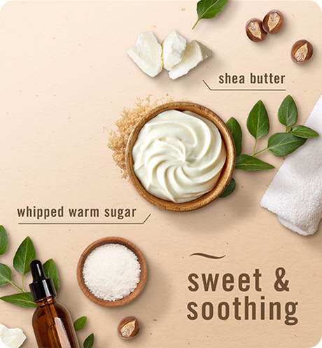 Soothe & Restore candle sweet & soothing, shea butter, whipped warm sugar.