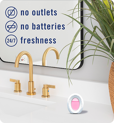 BATHROOM Romance & Desire. No outlets, no batteries, 24/7 freshness