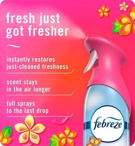 Fresh just got fresher. Instantly restores just-cleaned freshness. Super fine mist stays in the air longer. Full spray down to the last drop.