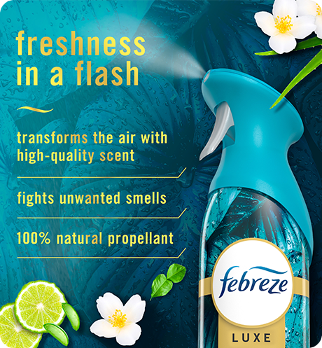 AIR Rainforest freshness in a flash. Transforms the air with high-quality scent, fights unwanted smells, 100% natural propellant.