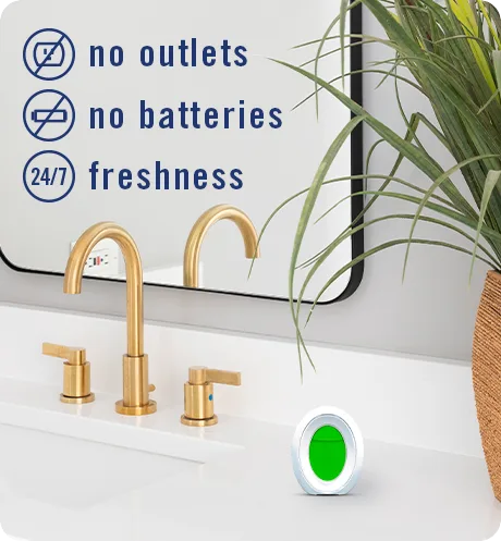 Bathroom Gain Original. No outlets, no batteries, 24/7 freshness