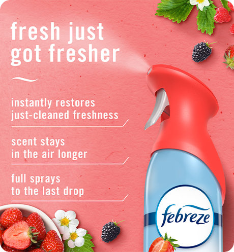 Fresh just got fresher. Instantly restores ust-cleaned freshness. Super fine mist stays in the air longer. Full spray down to the last drop