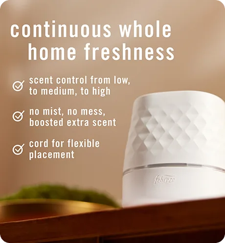 Continuous whole home freshness. Scent control from low to medium to high. No mist no mess boosted extra strength. Cord for flexible placement.