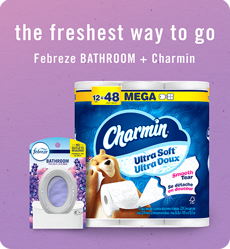 Bathroom Twilight Lavender The freshest way to go, Febreze Bathroom + Charmin
