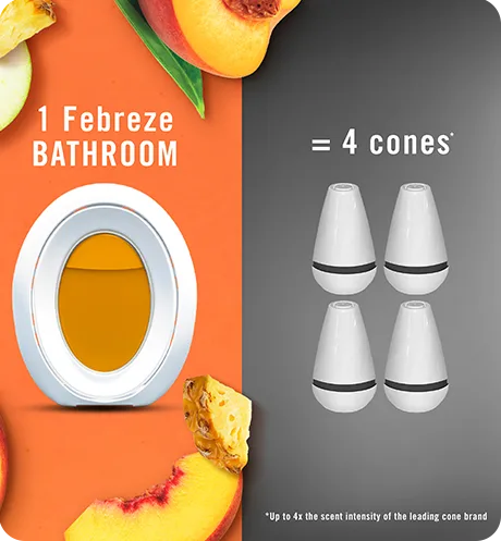 BATHROOM juicy summer peaches. 1 Febreze bathroom = 4 cones