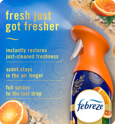 Air Tranquil Cyprus Cove. Fresh just got fresher. Instantly restores just-cleaned freshness. Super fine mist stays in the air longer. Full spray down to the last drop.