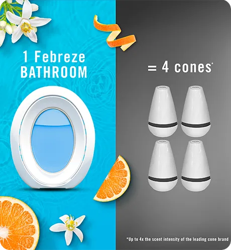 BATHROOM Refresh & Energize 1 Febreze bathroom = 4 cones
