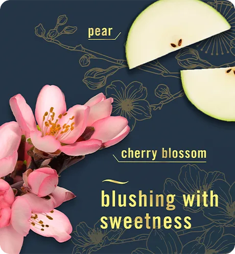 Blushing with sweetness. Pear. Cherry blossom.
