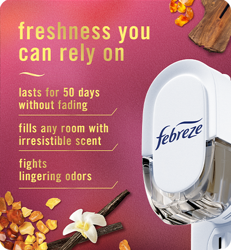 Plug Vanilla Suede freshness you can rely on. Lasts for 50 days without fading. Fills any room with irresistible scent. Fights lingering odors.