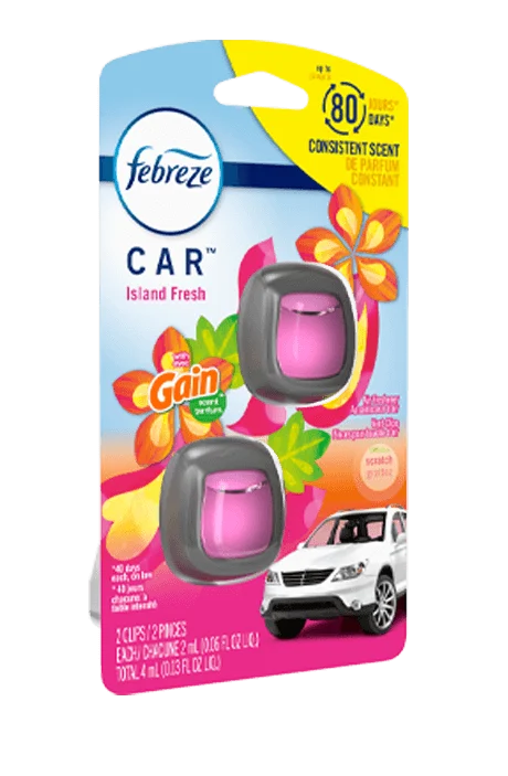 Febreze Car Air Freshener Vent Clip - Gain Island Fresh Scent - 0.13 Fl  Oz/2pk : Target
