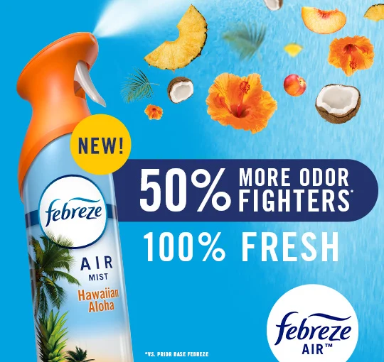 Febreze Air 50% More Odor Fighters 100% fresh
