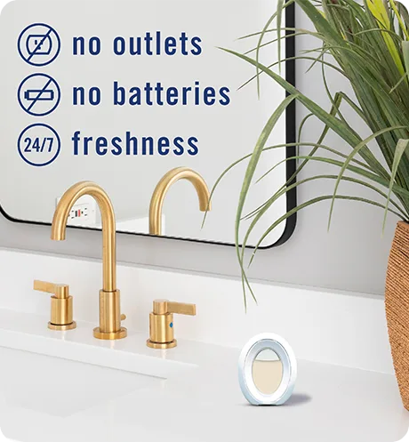 Bathroom Warm Ocean Breeze. No outlets, no batteries, 24/7 freshness