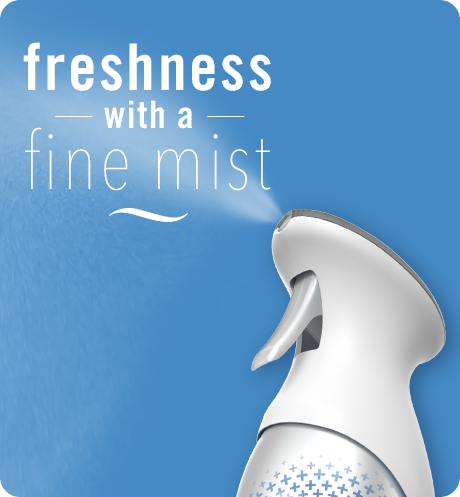 Musty Odor Fighter, freshness with a fine mist.