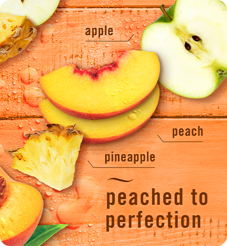 Peached to perfection. Apple, peach, pineapple.