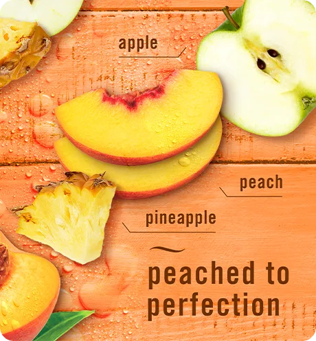 Peached to perfection. Apple, peach, pineapple.