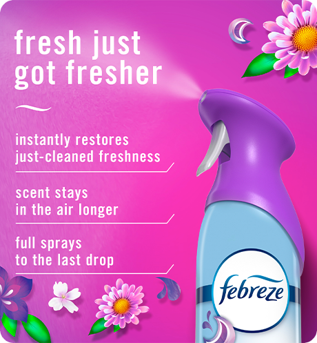 Fresh just got fresher. Instantly restores just-cleaned freshness. Super fine mist stays in the air longer. Full spray down to the last drop.