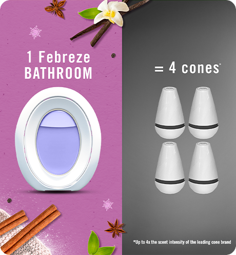 Cuddle Weather, 1 Febreze BATHROOM equals 4 cones.
