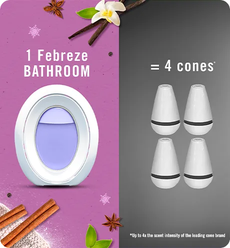 Cuddle Weather, 1 Febreze BATHROOM equals 4 cones.