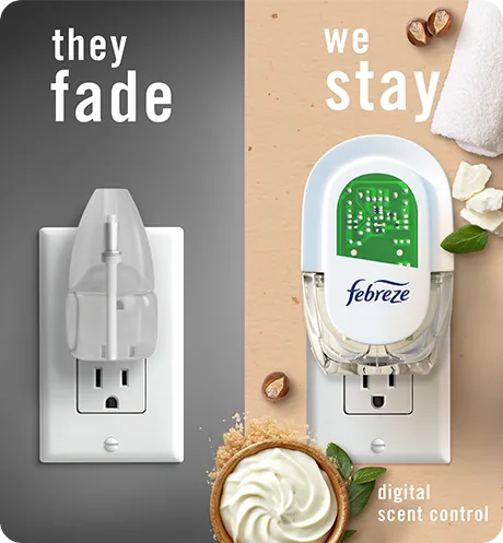 Plug Soothe And Restore side by side comparison, they fade, we stay with digital scent control.
