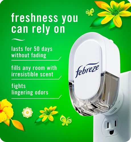 Plug Gain Double Scent Pack freshness you can rely on. Lasts for 50 days without fading. Fills any room with irresistible scent. Fights lingering odors.