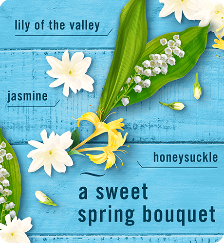 A sweet spring bouquet, lily of the valley, jasmine, honeysuckle.