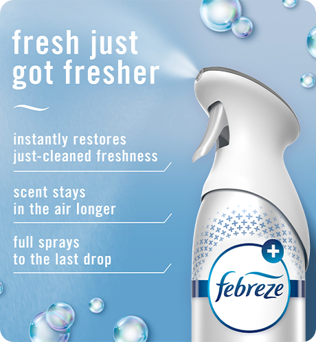 Air musty odor fighter. Fresh just got fresher. Instantly restores just-cleaned freshness. Super fine mist stays in the air longer. Full spray down to the last drop.