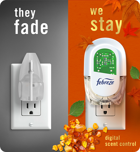 Plug Crisp Fall Breeze side by side comparison, they fade, we stay with digital scent control.