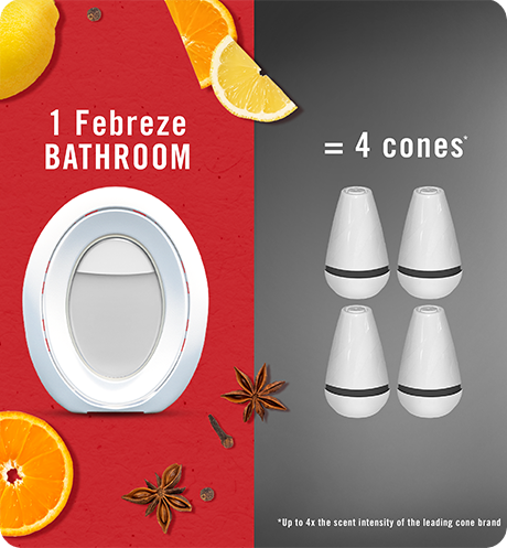 BATHROOM Old Spice 1 Febreze bathroom = 4 cones