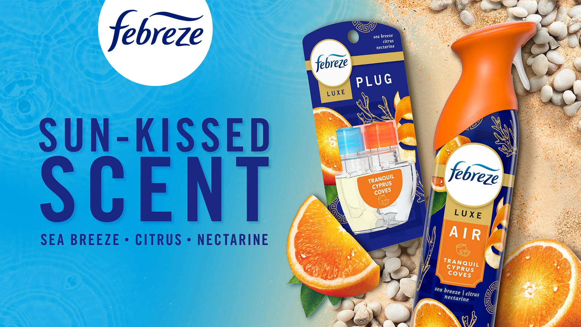 Sun-kissed scent, sea breeze, citrus, nectarine. Tranquil Cyprus Coves