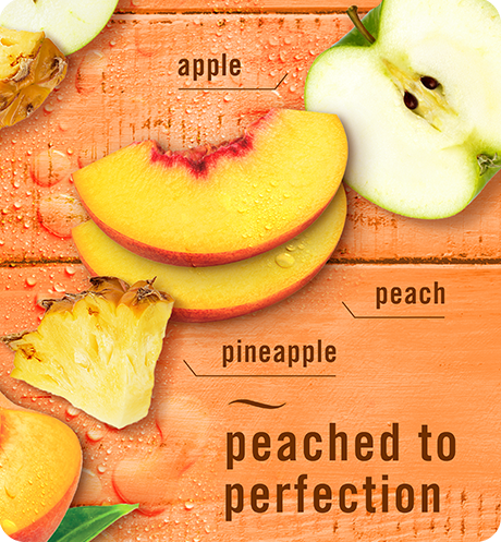 Peached to perfection. Apple, peach, pineapple.