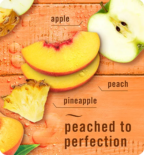 Peached to perfection. Apple, peach, pineapple.
