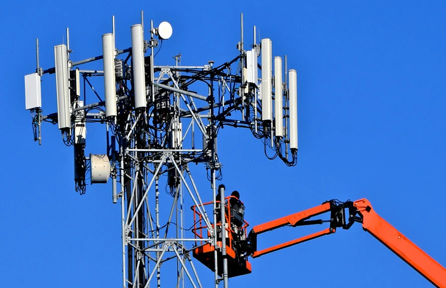 Boom servicing a cell tower.