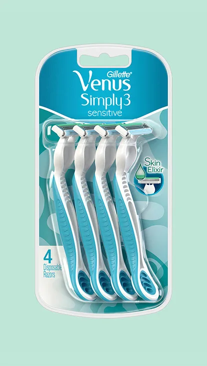 Venus Simply 3 Sensitive 4 Disposable Women's Razors Pack