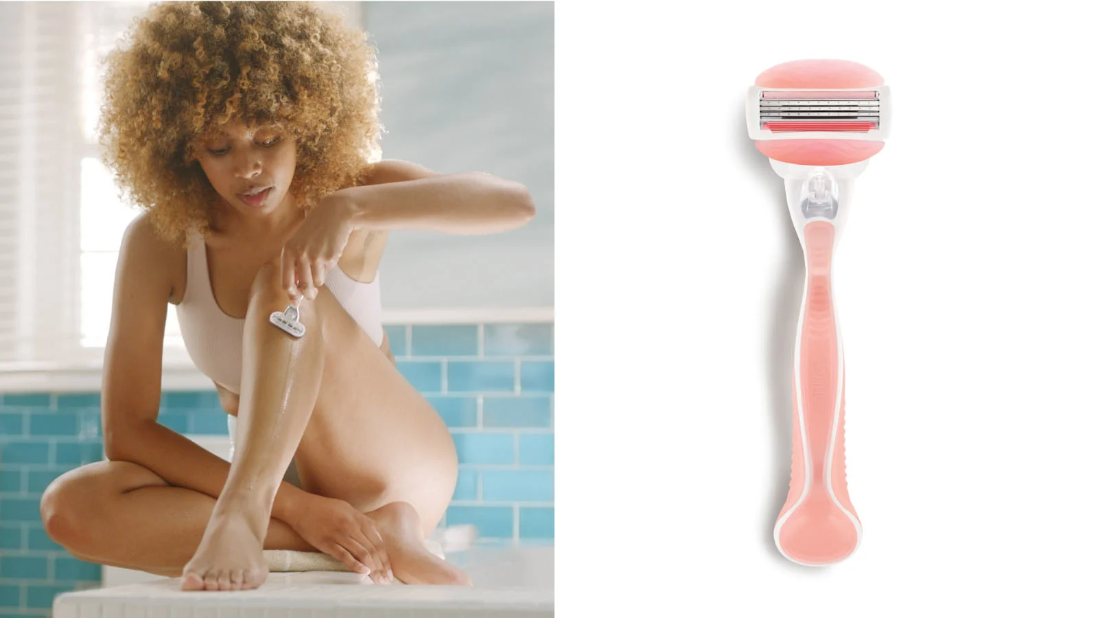 Woman Shaving Her Legs and Venus Women’s Razor