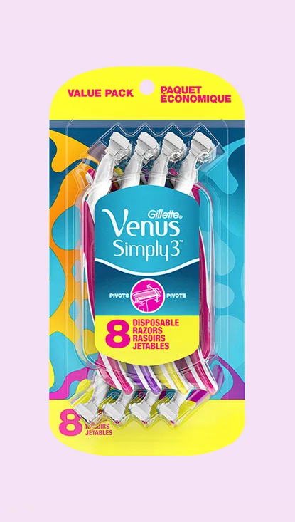Venus Simply 3 Disposables 8 Women's Razors Pack