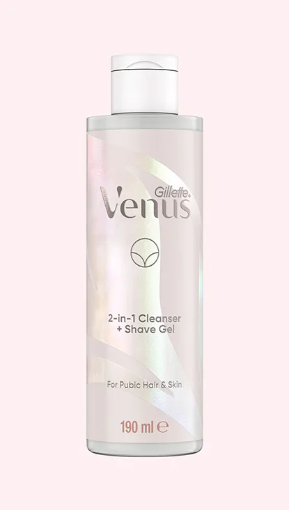 2-in-1 Cleanser & Shave Gel with pink background