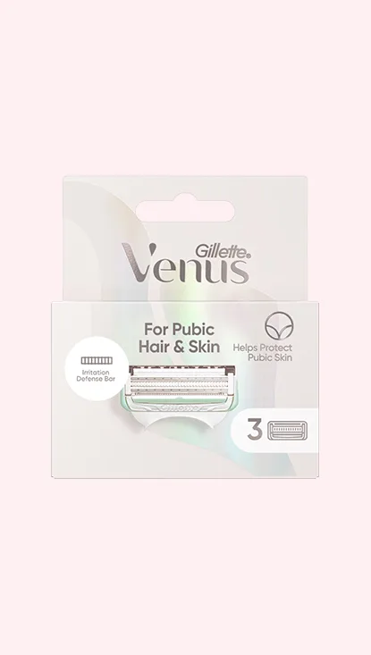 Pubic Hair & Skin Razor Refill with pink background