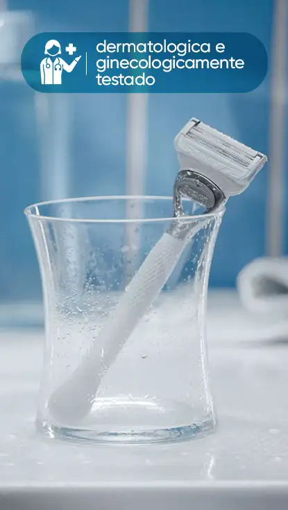 Imagem secundária com texto:
dermatologica e
ginecologicamente
testado