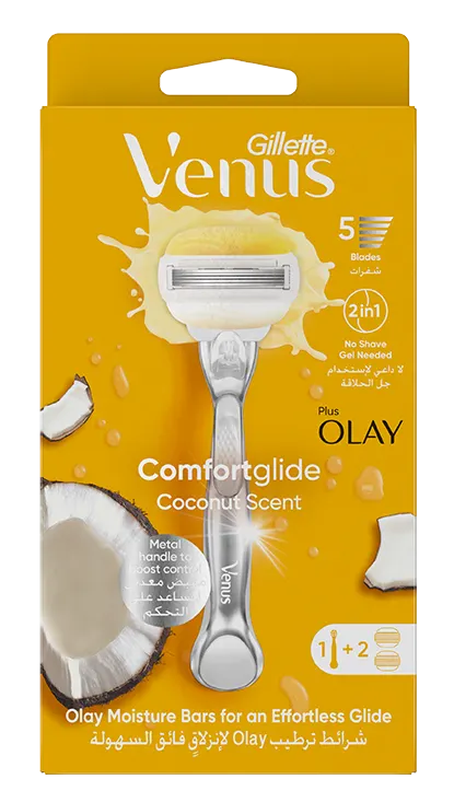 Comfortglide & Olay Coconut Razor ، حزمة من 2 قيراط
