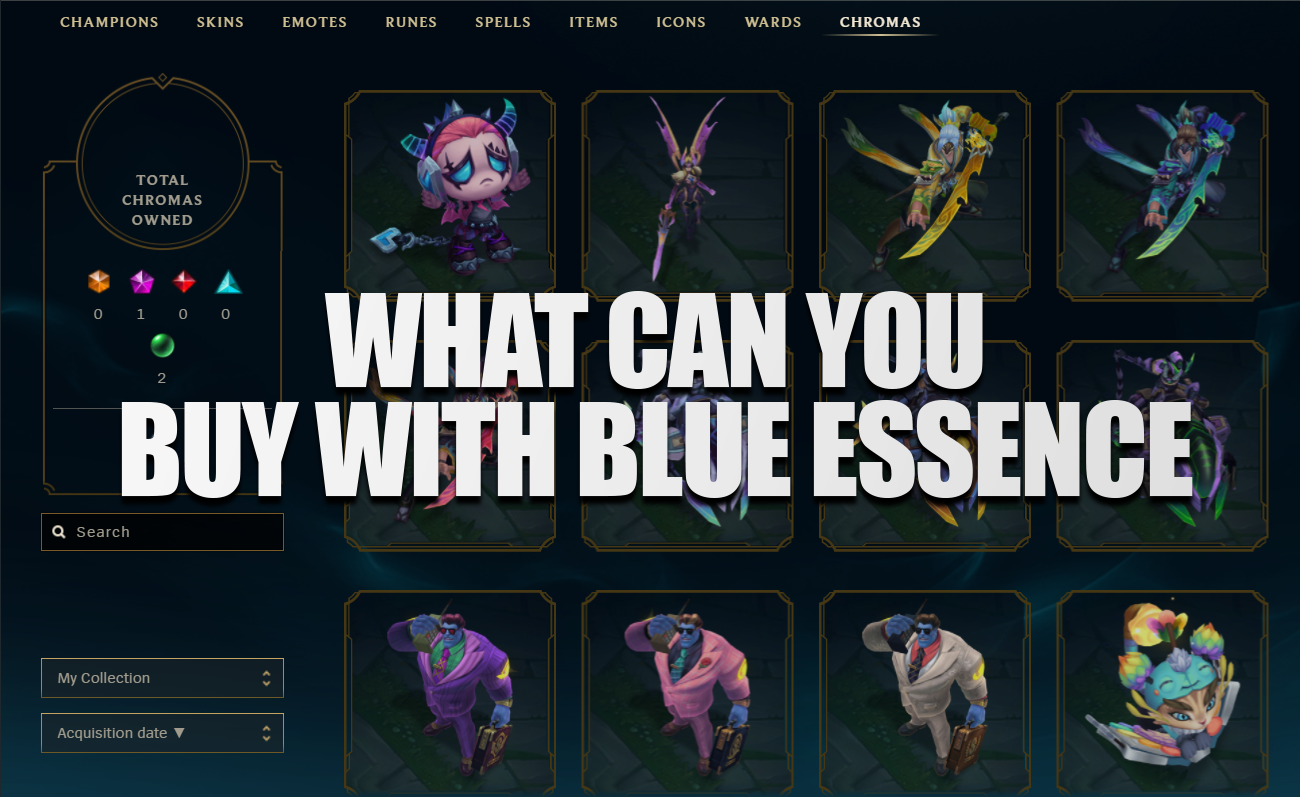 Blue Essence is used to unlock a wide variety of content in League of Legends. Here are some of the primary things you can spend your hard-earned BE on