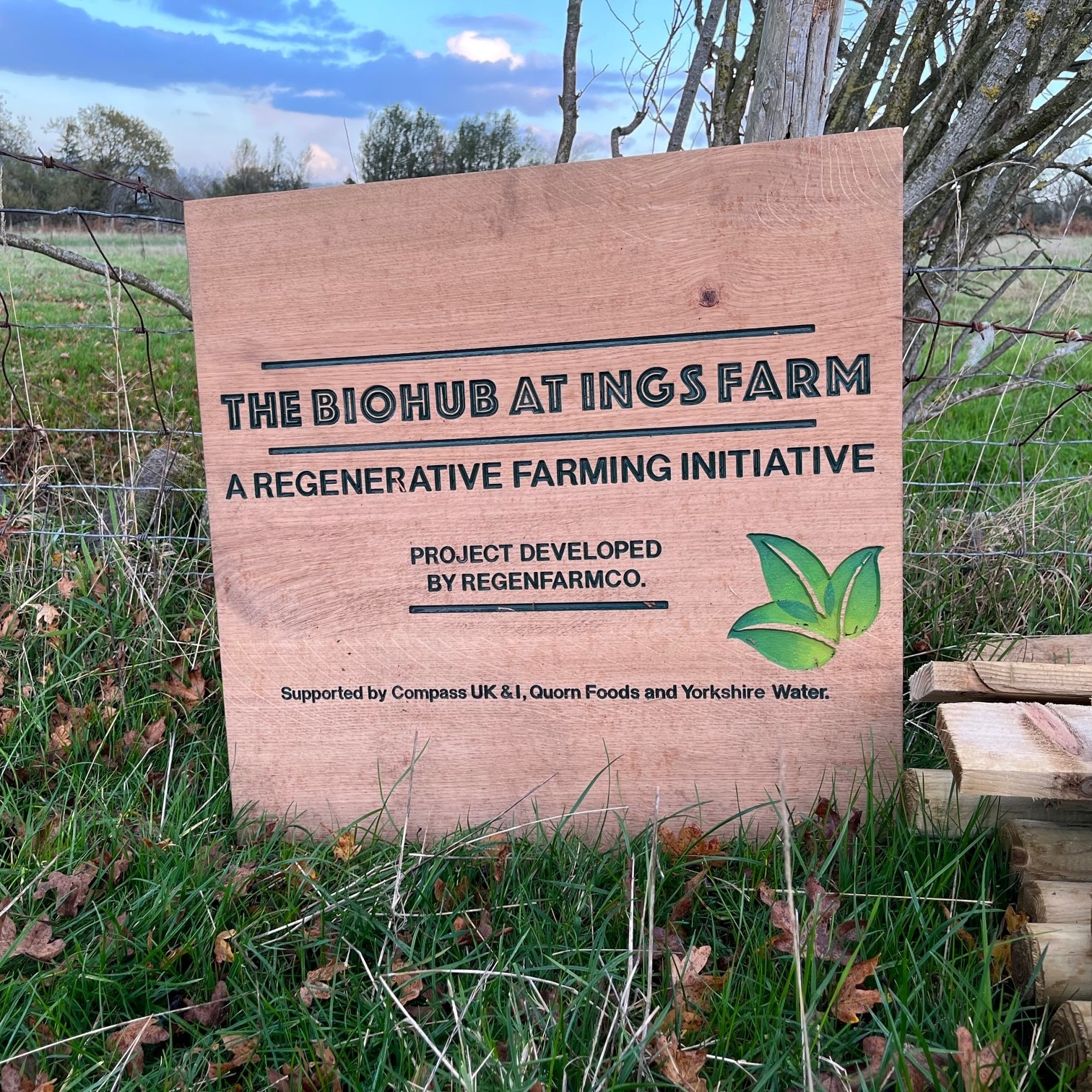 Sign outside the biohub and ings farm