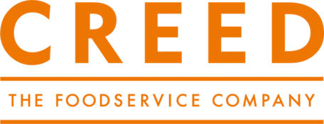 Logo in orange that says CREED THE FOOD SERVICE COMPANY