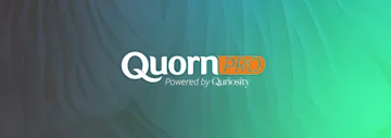 QuornPro Powered by Curiosity Logo on green background with ripple effect